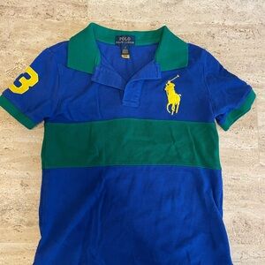 Kid’s Polo by Ralph Lauren Kids Blue and Green Big Pony Mesh Polo Shirt
